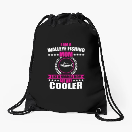 Walleye Fishing Mom For Women Drawstring Bags