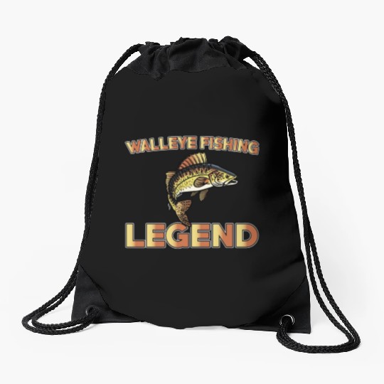 Great Walleye Fishing Legend Drawstring Bags