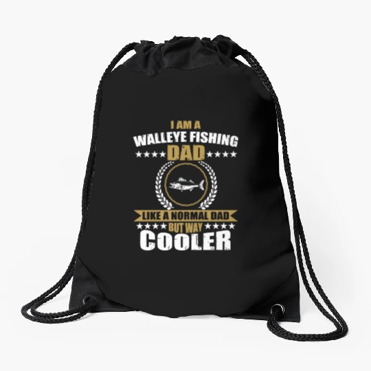 Walleye Fishing Dad For Men Drawstring Bags