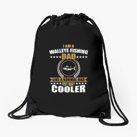 Walleye Fishing Dad For Men Drawstring Bags