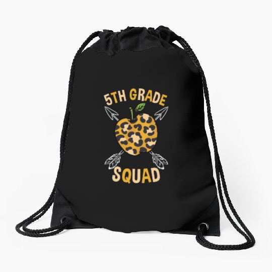 5th Grade Back To School Squad Leopard Print Drawstring Bags