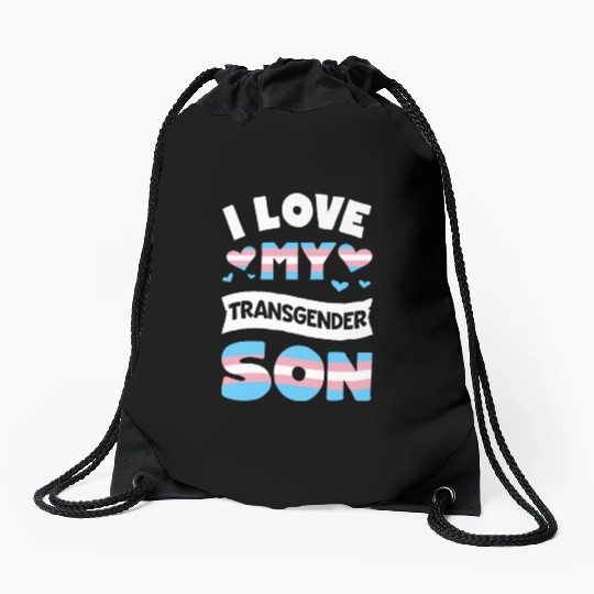 I Love My Transgender Son LGBT Gay Pride Drawstring Bags for