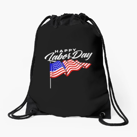 Happy Labor Day US Flag Drawstring Bags for men women Awesome