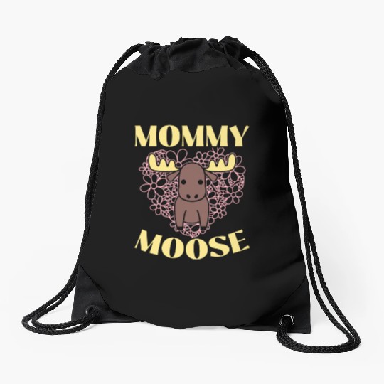 Mommy Moose Lover Alces Elk Deer Mothers Day Drawstring Bags
