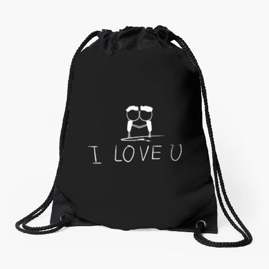 i love you gay couple Drawstring Bags