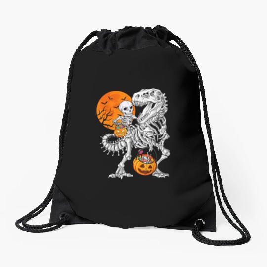 Skeleton Dinosaur T rex Boys Funny Halloween Mummy Drawstring Bags