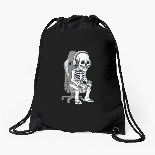 Gaming Halloween Skeleton Scary Gamer Boys Kids Drawstring Bags