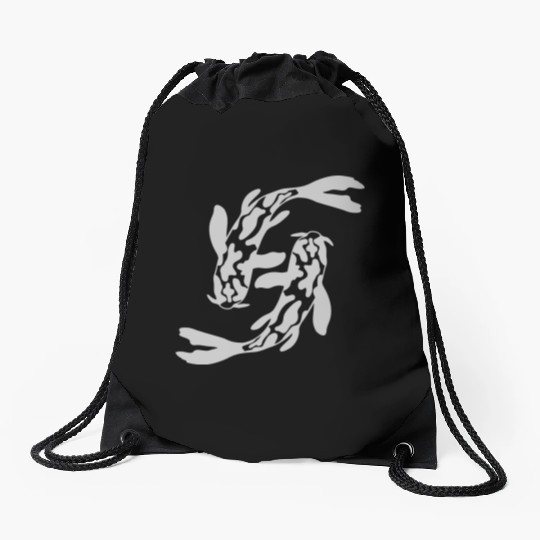 design 2 koi fish Drawstring Bags