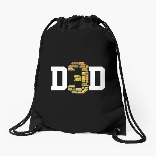 Dad of 3 Year Old Kids Boys School Bus Daddy Drawstring Bags