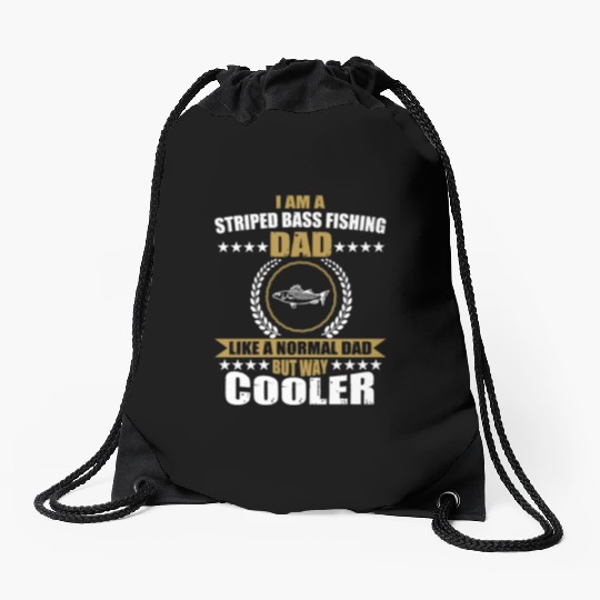 Striped Bass Fishing Dad Drawstring Bags