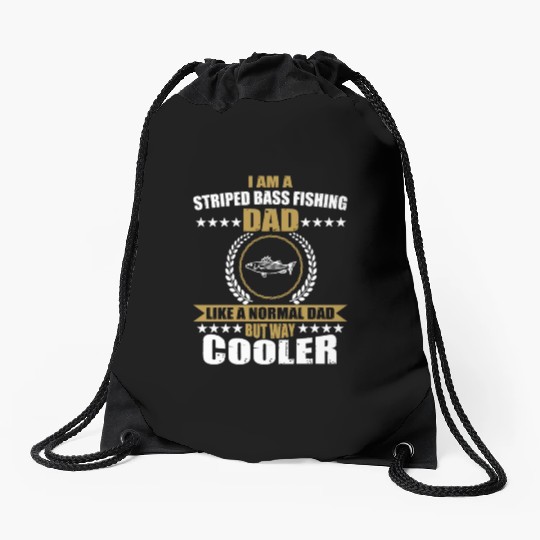 Striped Bass Fishing Dad Drawstring Bags