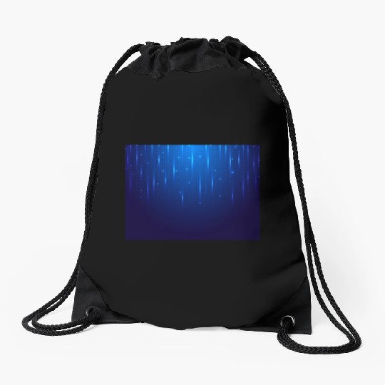 Navy Blue Glowing Neon Dots Drawstring Bags
