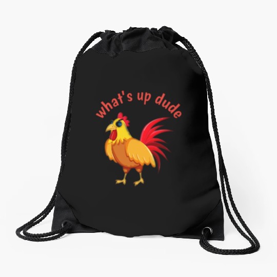 Angry Cartoon Cock Bird Drawstring Bags