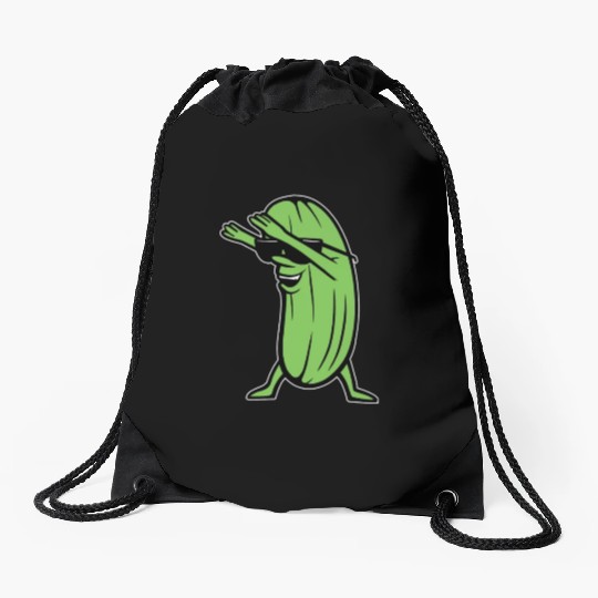 Dabbing Pickle Drawstring Bags