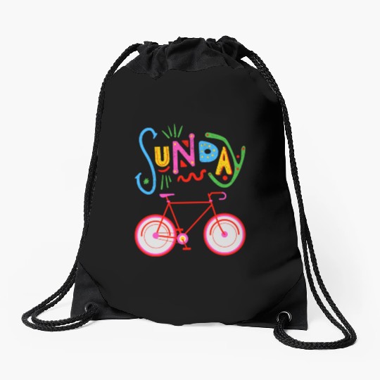 Riding Bicycle Sunday Drawstring Bags