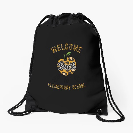 Welcome Back To Elementary School Leopard Print Drawstring Bags