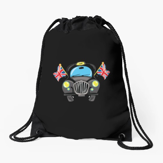 Taxi Hackney the black cab in London Drawstring Bags