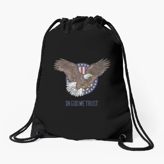 In God We Trust - Bald Eagle - Patriotic Drawstring Bags