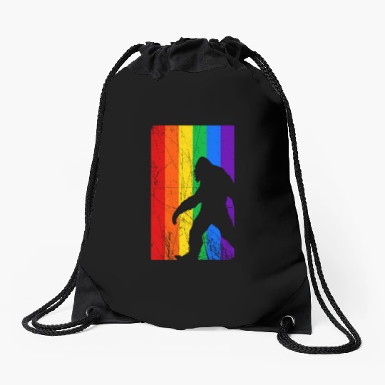 LGBT Bigfoot Rainbow Flag Drawstring Bags