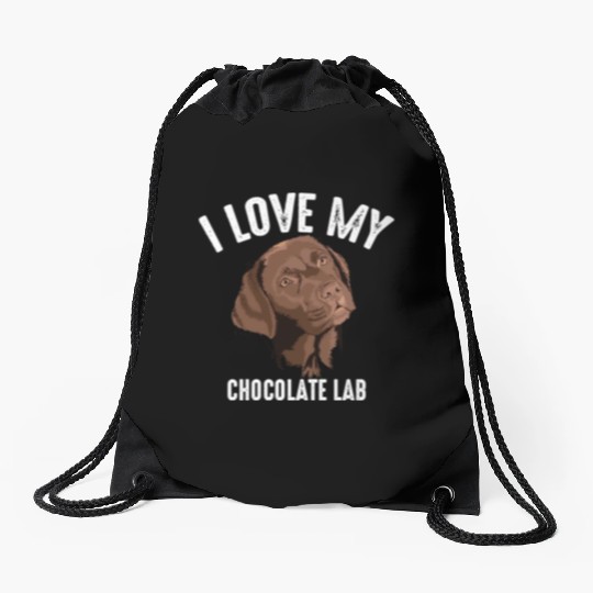 Cool I Love My Chocolate Lab Funny Brown Labrador Drawstring Bags