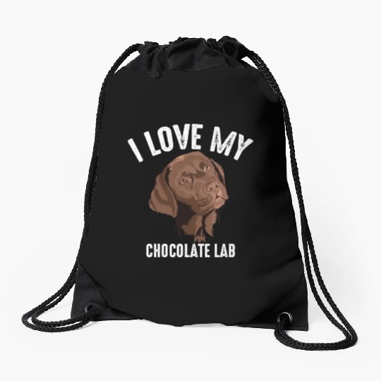 Cool I Love My Chocolate Lab Funny Brown Labrador Drawstring Bags