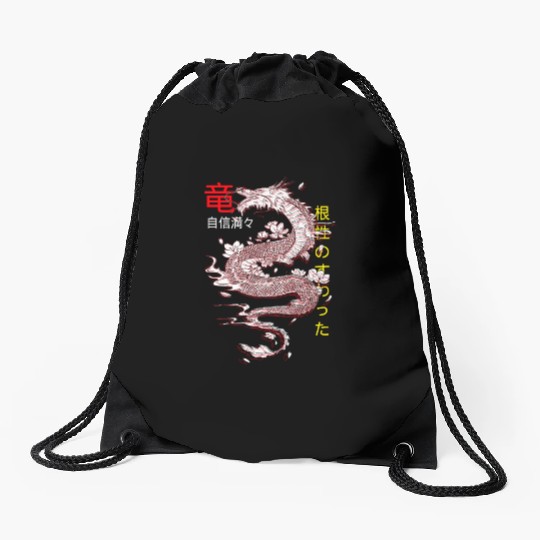 Japanese Streetwear Retro Dragon Aesthetic Tokyo Drawstring Bags