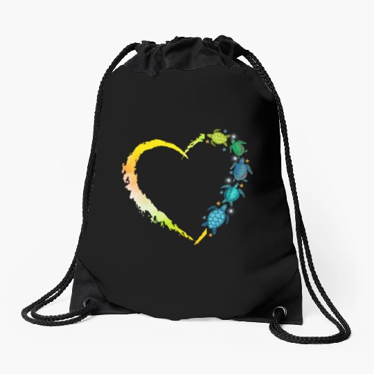 Sea Turtle Heart Animal Lover Drawstring Bags