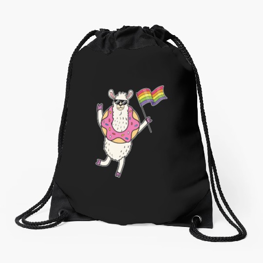 LGBT Rainbow Funny Llama Gay Pride Lesbian Gift Drawstring Bags