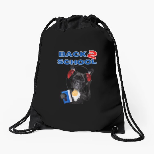 FRENCH BULLDOG BACK 2 SCHOOL aka BACK TO SCHOOL Drawstring Bags