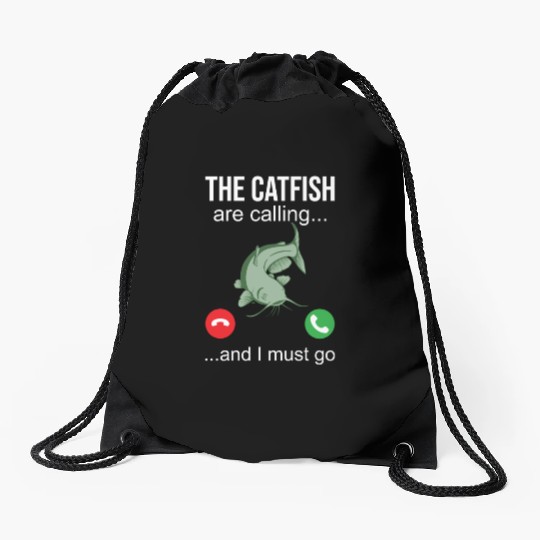 Catfish Phone Call - Blue Catfish Slayer Drawstring Bags
