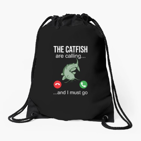 Catfish Phone Call - Blue Catfish Slayer Drawstring Bags