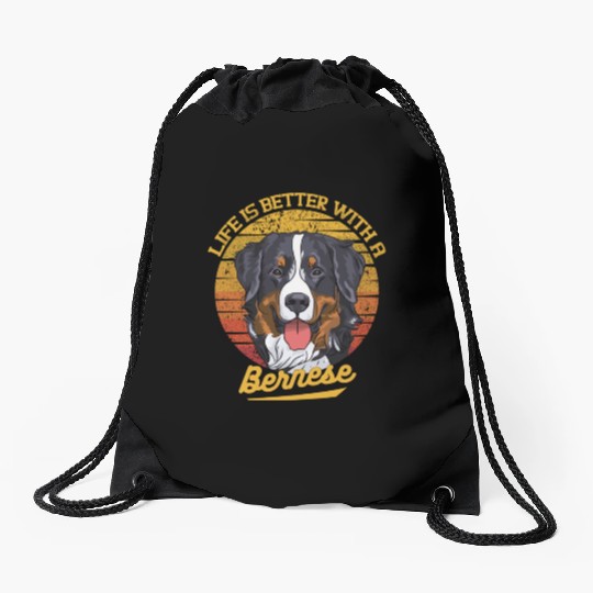 Bernese Mountain Dog Lover Cartoon Drawstring Bags