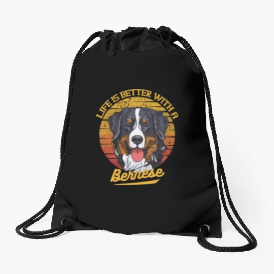 Bernese Mountain Dog Lover Cartoon Drawstring Bags