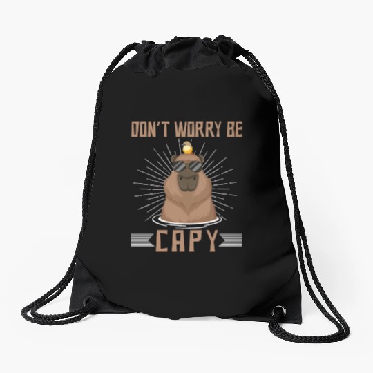 Happy Capybara Lover Rodent Animal Drawstring Bags