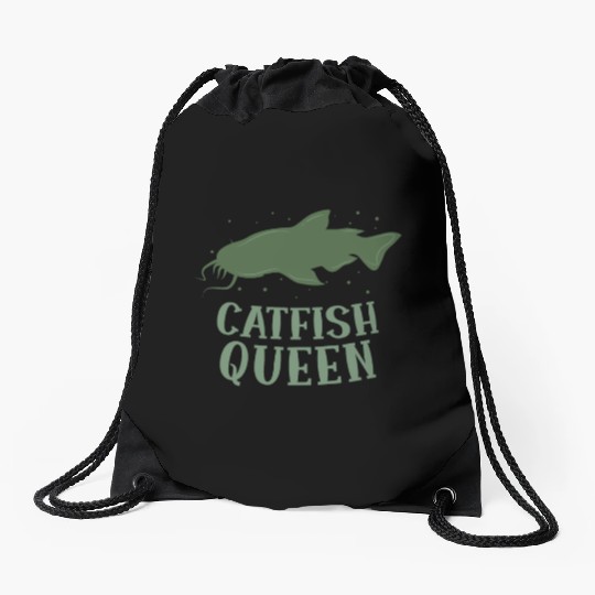 Wels Catfish Design For A Catfish Queen Drawstring Bags