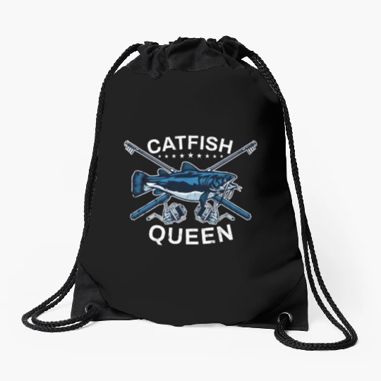 Wels Catfish Design For A Catfish Queen Drawstring Bags