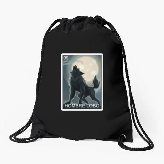 Hombre Lobo Werewolf Card Mexican Lottery Drawstring Bags