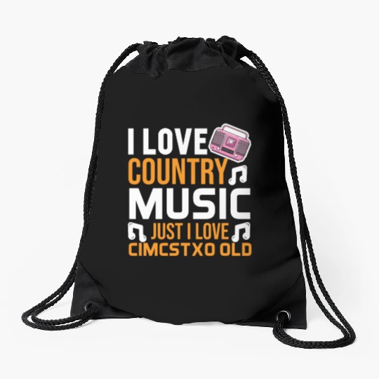 I love Country Music Drawstring Bags