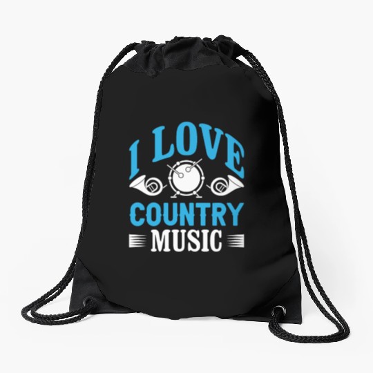 I love Country Music Drawstring Bags