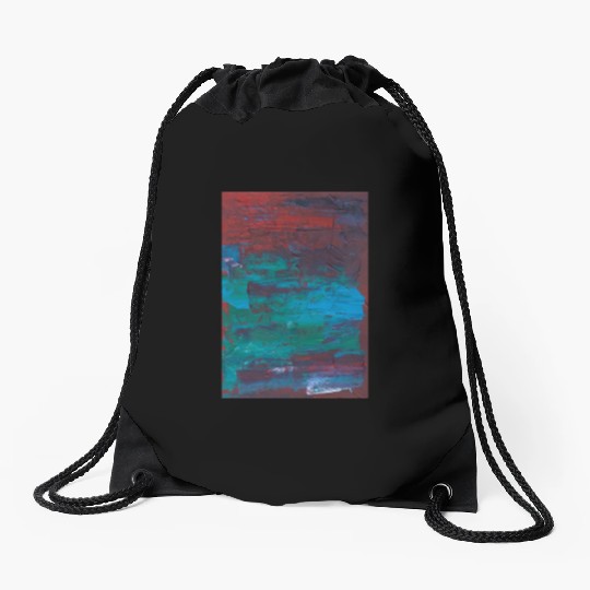 Abstract Red Green Minimalist Painting Drawstring Bags