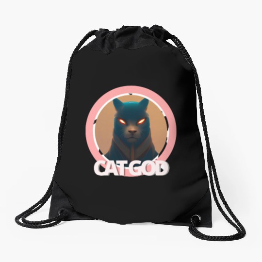 Samurai Cat God Drawstring Bags