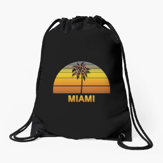 Miami Florida Palm Tree Christmas Lights Family Drawstring Bags