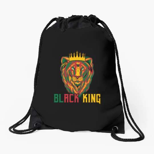 African American Lion Drawstring Bags