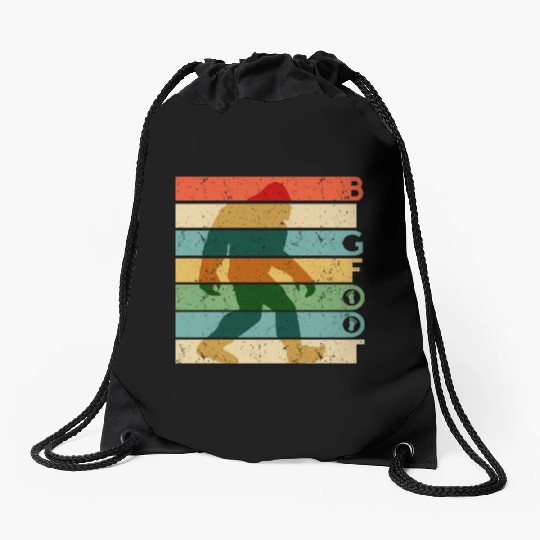 Bigfoot Retro Vintage Sasquatch Yeti Rainbow Drawstring Bags