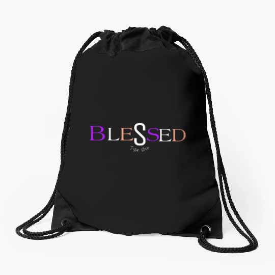 Purple and pink blessed aka pimp shit type shit Drawstring Bags