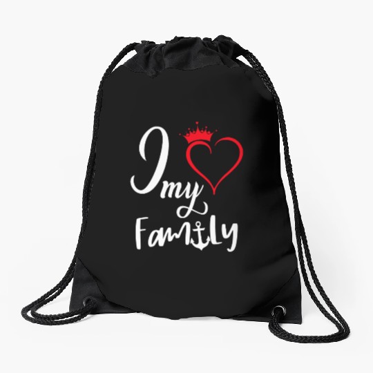 I love my family Drawstring Bags
