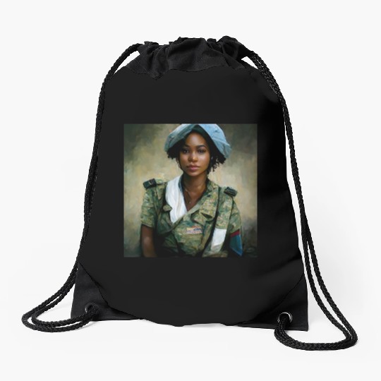 Beautiful US army combat medic painting Drawstring Bags