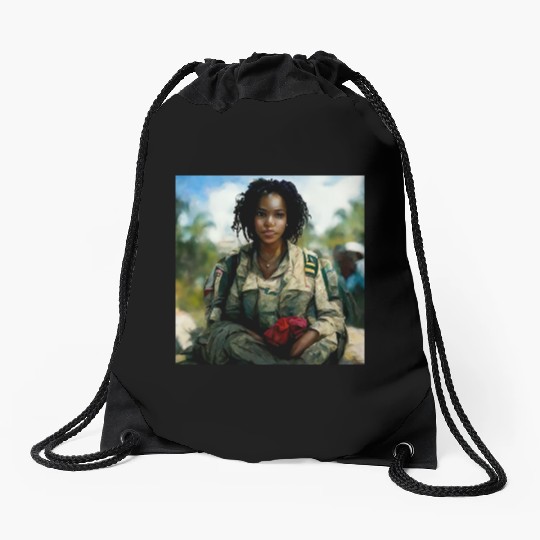 Beautiful US army combat medic painting Drawstring Bags