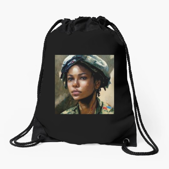 Beautiful US army combat medic painting Drawstring Bags