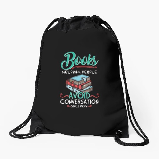 Books Helping People Avoid Conversation 1454 Libra Drawstring Bags